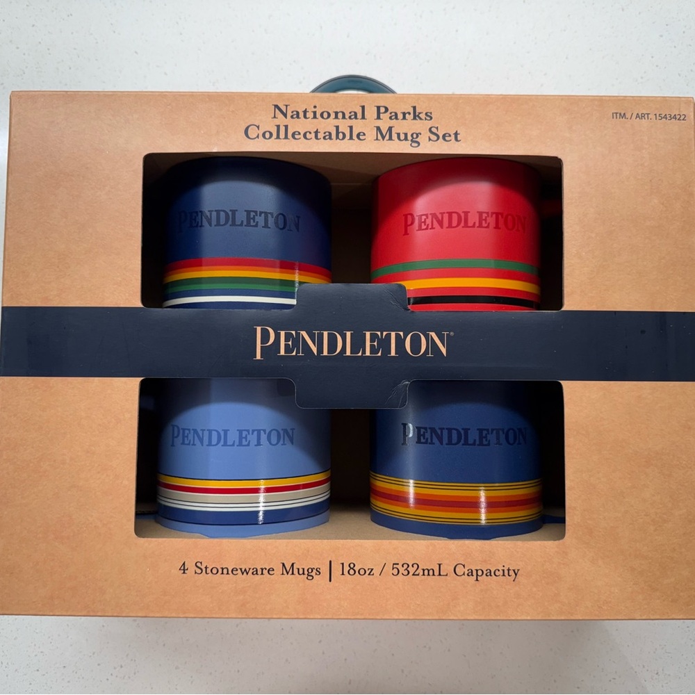 Pendleton National Parks Collectible Mug Set – 4 Stoneware Mugs 18oz